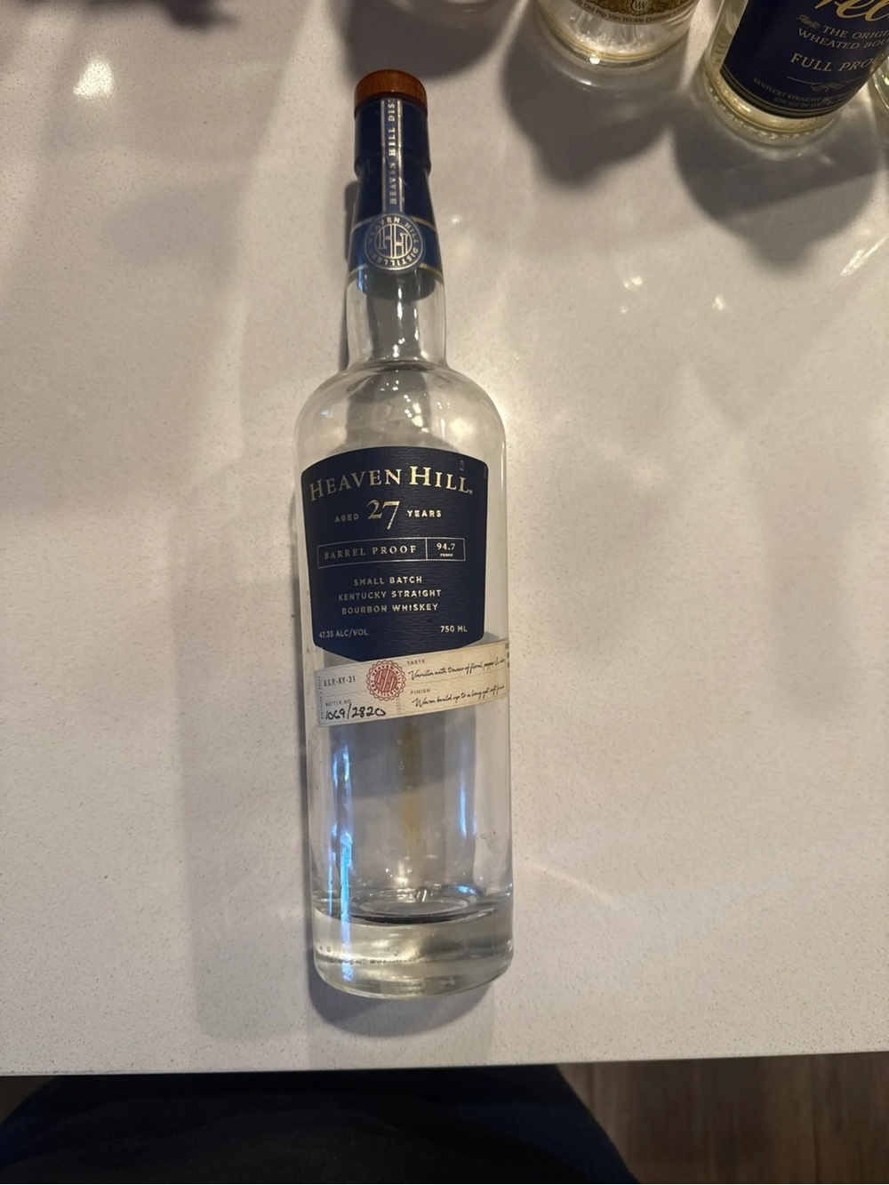 Heaven Hill 27 Year Bourbon Whiskey Bottle - Blue Label